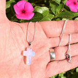 Opalite Crystal Cross Pendant + 20" Silver Chain