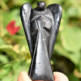 CHARGED 2" Black Tourmaline Crystal Hand-Carved Angel Peaceful Energy!