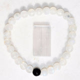 CHARGED Rainbow Moonstone & Black Tourmaline Crystal Distance Bracelet REIKI!