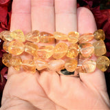Premium CHARGED Citrine Crystal Nugget Stretchy Bracelet Healing REIKI Energy!