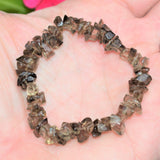 Premium CHARGED Smokey Quartz Crystal Chip Stretchy Bracelet REIKI Energy