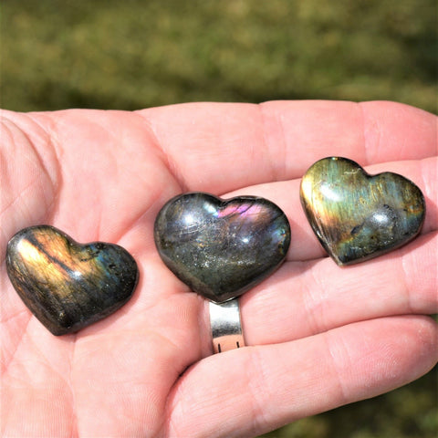 [3] CHARGED Premium Flashy Sprectrolite Hearts Palm / Worry Stones Madagascar