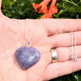 Soothing Himalayan Lepidolite Crystal Heart Perfect Pendant + 20" Chain