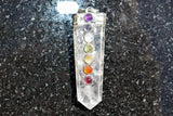 CHARGED 7 Chakra Amplifier Clear Quartz Crystal Perfect Pendant + 20" Chain WOW