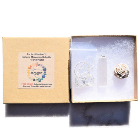 Perfect Pendant Moroccan Selenite Crystal Pendant + 20" Silver Chain WOW!!!