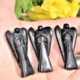 CHARGED 2" Black Tourmaline Crystal Hand-Carved Angel Peaceful Energy!