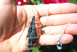 Brazilian Black Kyanite FanBlade Crystal Perfect Pendant + 20" Silver Chain