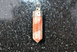Faceted Himalayan Sunstone Crystal Point Pendant + 20" Silver Chain REIKI