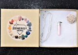 Faceted Himalayan Rose Quartz Crystal Point Pendant + 20" Silver Chain
