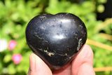 [1] Himalayan Black Tourmaline Crystal Puffy Heart / Palm Stone Healing Reiki