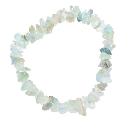 Premium CHARGED Aquamarine Crystal Chip Stretchy Bracelet REIKI Energy!