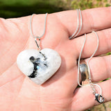 CHARGED Rainbow Moonstone Crystal Heart Pendant + 20" Silver Chain REIKI