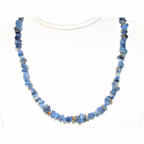 CHARGED Blue Kyanite Crystal Chip 36" Necklace Polished ENERGY REIKI