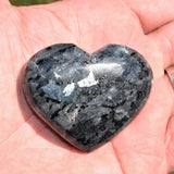 Flashy Charged Larvikite Crystal Puffy Heart / Palm Stone Healing Energy!
