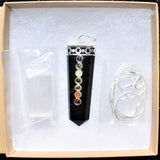 CHARGED 7 Chakra Himalayan Black Tourmaline Crystal Perfect Pendant + 20" Chain