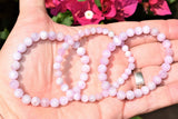 [1] Premium CHARGED Pink Kunzite Crystal 8mm Bead Bracelet Stretchy ENERGY REIKI