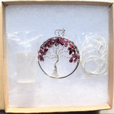 CHARGED Rhodolite Garnet Tree of Life Perfect Pendant REIKI 20" Silver Chain