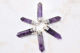 Faceted Himalayan Amethyst Crystal Point Pendant + 20" Silver Chain