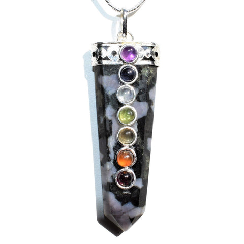CHARGED 7 Chakra Mystic Indigo Gabbro Crystal Perfect Pendant + 20" Chain