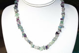 CHARGED Rainbow Fluorite Crystal Chip Necklace + 18" Healing Energy REIKI WOW!!!