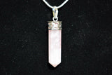 Faceted Himalayan Rose Quartz Crystal Point Pendant + 20" Silver Chain