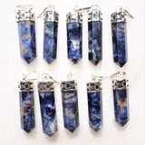 Faceted Himalayan Sodalite Crystal Point Pendant + 20" Silver Chain REIKI