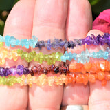 [1] CHARGED 7 Chakra Crystal Chip Stretchy Bracelet  REIKI Energy! ZENERGY GEMS