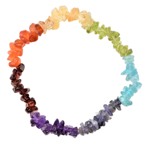 [1] CHARGED 7 Chakra Crystal Chip Stretchy Bracelet  REIKI Energy! ZENERGY GEMS