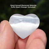 [1] Himalayan Black Tourmaline Crystal Puffy Heart / Palm Stone Healing Reiki