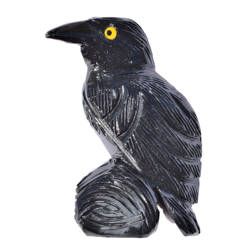 [1] XL 2.5" Black Onyx Crystal Hand-Carved Raven Reiki NEGATIVE ENERGY PROTECTION!