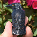 [1] XL 2.5" Black Onyx Crystal Hand-Carved Raven Reiki NEGATIVE ENERGY PROTECTION!