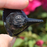 [1] XL 2.5" Black Onyx Crystal Hand-Carved Raven Reiki NEGATIVE ENERGY PROTECTION!